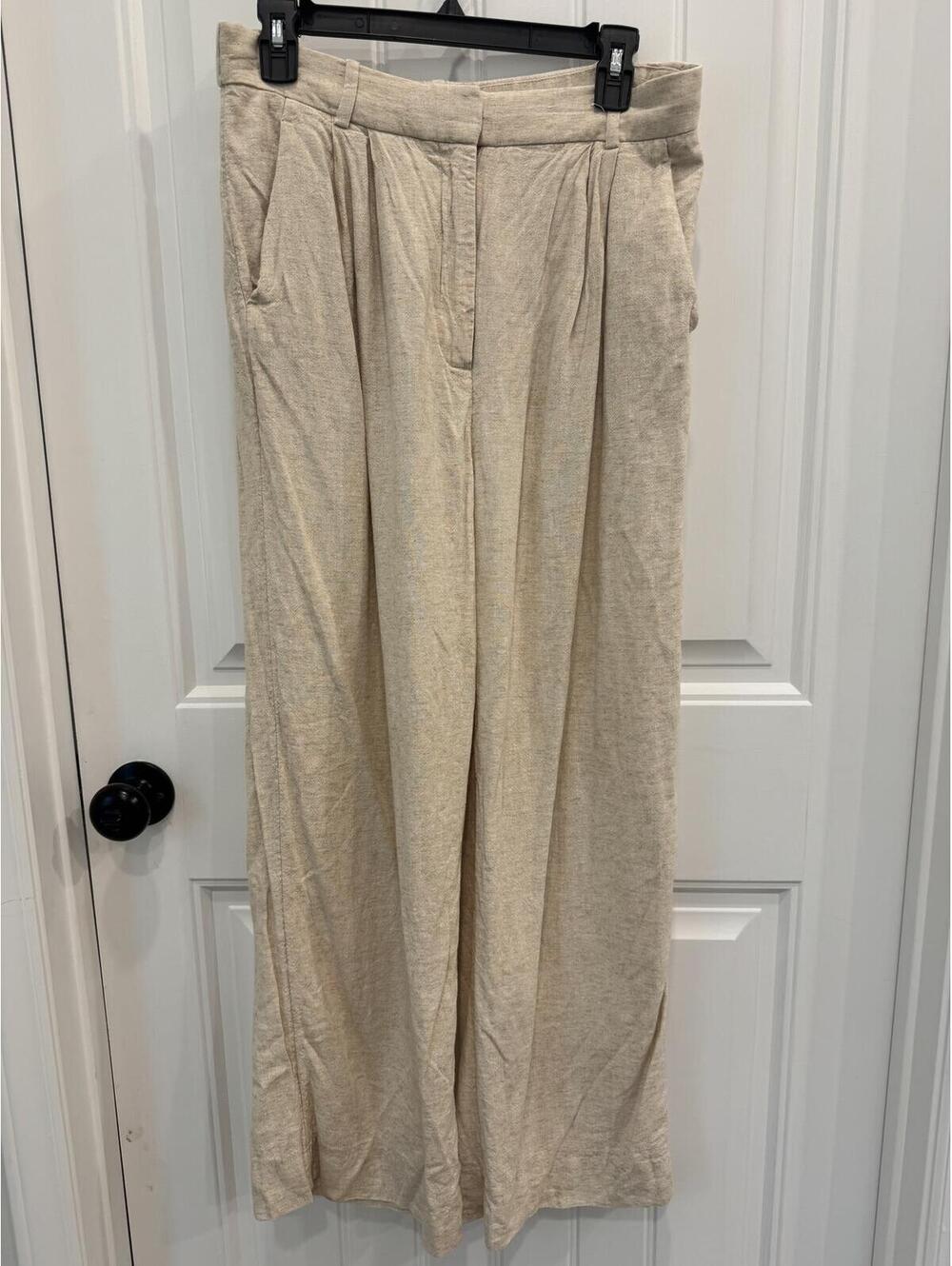 Abercrombie & Fitch Beige Linen blend Wide-Leg Pants Size 30
